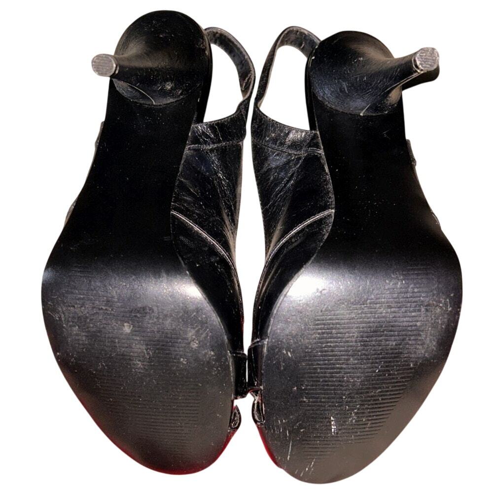 Steve Madden Black Leather Peep Toe Slingback Stiletto Heels 8 - Picture 6 of 8